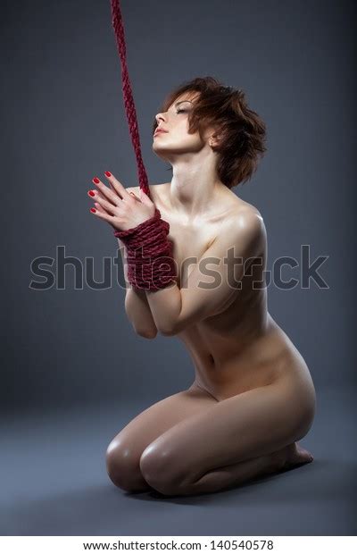 Sensual Nude Model Posing Tied Rope Stock Photo Shutterstock