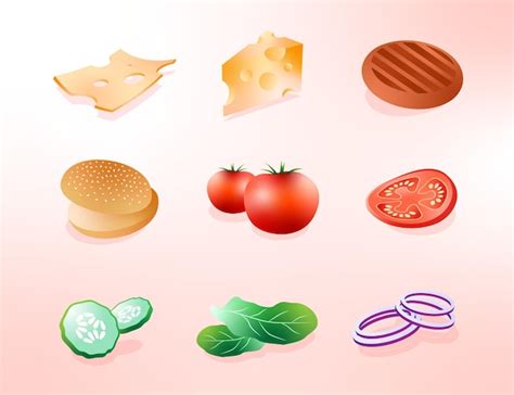 Premium Vector Vector Burger Ingredients Set