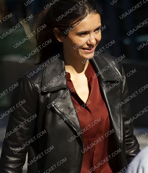 The Bricklayer Nina Dobrev Leather Jacket Kate Black Jacket