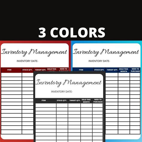 Printable Inventory Management Form Inventory Box Printable Product