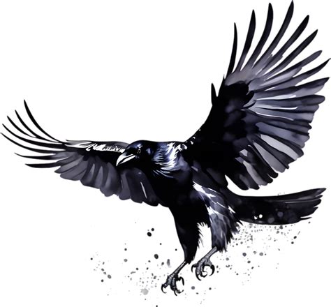 Watercolor paintings of a black crow bird. Ai-Generated. 33053068 PNG