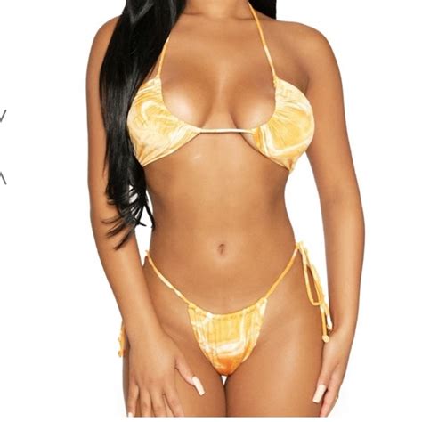 Naked Wardrobe String Bikini Marble Set Nwt Size Large Gem