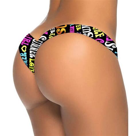 Womens Bikini Swimsuit Bottom Brazilian Print Bikini Bottom Thong Swimsuit Femme Swimwear Summer