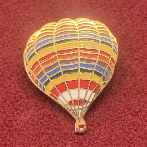 Vintage Multicolored Hot Air Balloon Pin 1980 S Metal Gem