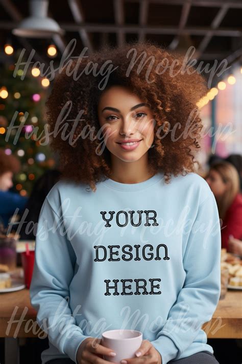 Light Blue Gildan 18000 Mockup Christmas Mockup Gildan 18000 Sweatshirt