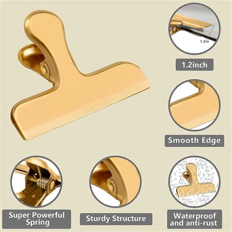 8-Pack Bulldog Clips, 3 Inch Wide Binders, Stainless Steel Metal Clips