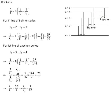 The Ratio Of Wavelengths Of The St Line Of Balmer Series And That