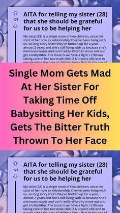 Single Mom Gets Mad At Her Sister For Taking Time Off Babysitting Her ...