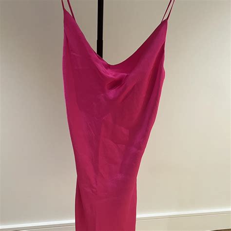 Mini Hot Pink Satin Slip Dress Cowl Neck Lined So Depop