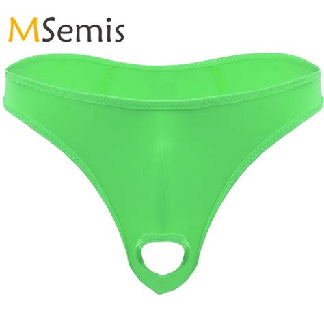 Mens Lingerie Underwear Micro Thong Bikini Briefs Shorts With Penis Hole Panties Strechy Mesh