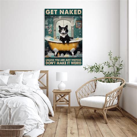 Trinx Tuxedo Cat Get Naked 1 Piece Rectangle Graphic A Tuxedo Cat Get