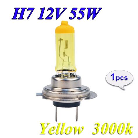 Hippcron-1-Piece-Yellow-H7-Halogen-Bulb-12V-55W-3000K-Quartz-Glass ...