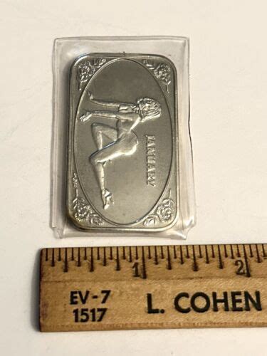 Rare Vintage Naked Woman Oz Silver January Lunar Beauty Bar Fs