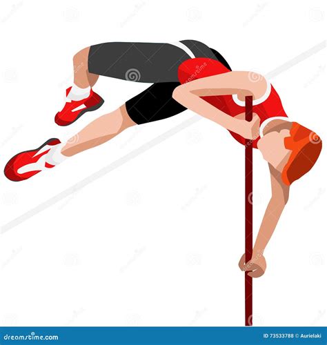 Athletics Pole Vault Summer Games Icon Set3d Isometric Athlete Stock