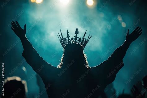 Crown Of Throns And Silhouette Jesus Crosscrucifixion Of Jesus Christ