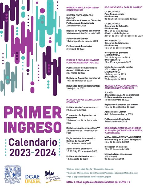 Calendario Unam 2023 2024 IMAGESEE