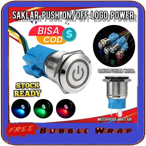 Jual Saklar On Off LED Stainless Push Button Waterproof Tombol Switch