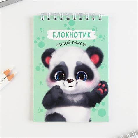 Блокнот А6, 40 л на гребне, мягкая обложка "Блокнотик милой панды ...