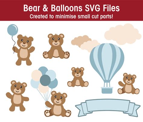 Bear Balloon And Hot Air Balloon Cake Topper SVG Cricut Files Etsy