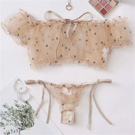 Lingerie Baby Doll Conjunto de Calcinha e Sutiã Delicado Romântic