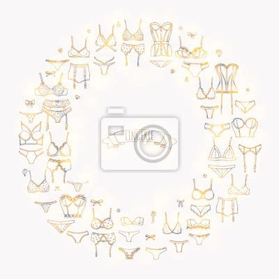 Hand Gezeichnet Doodle Lingerie Icon Set Mode Feminine Vektor Illustration Wandsticker Lacey