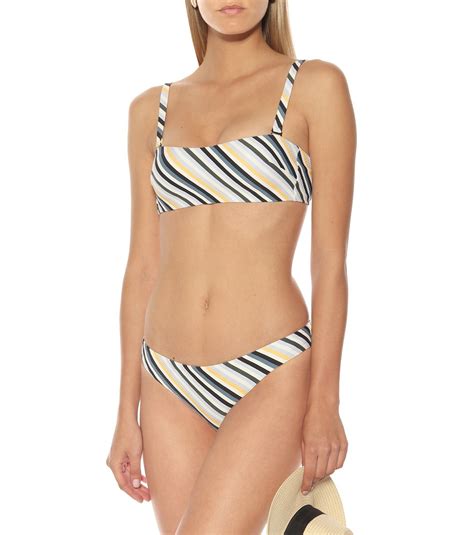Asceno Striped Wrap Bandeau Bikini Top ASCENO