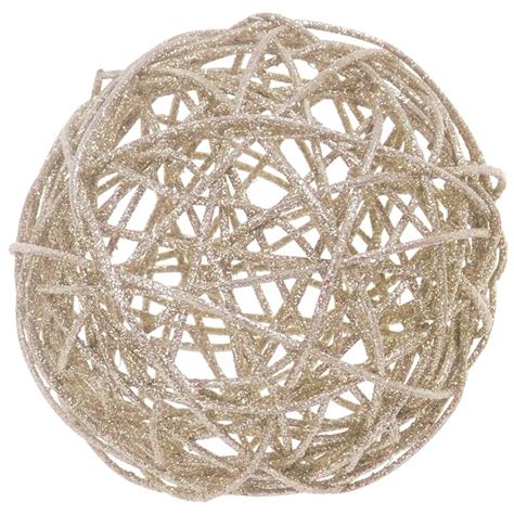 Bola De Natal Bambu Rattan Glitter Champanhe Nude Cm Importados Lili