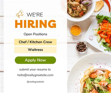 White Minimalist Restaurant Staff Hiring Facebook Post