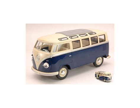 Hot Wheels Kt Vw Samba Bus Blue White Modellino