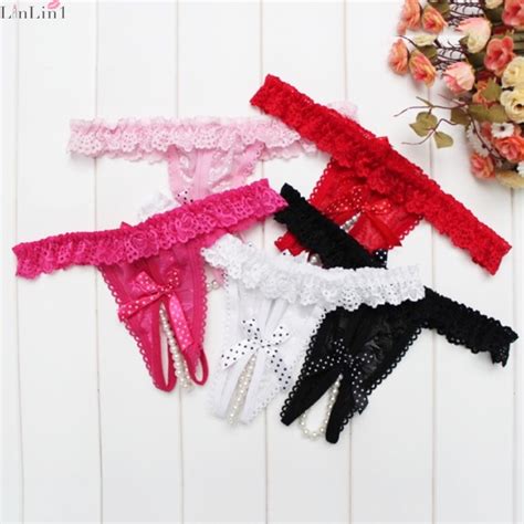 Women Lady Sexy Lingerie Briefs G String Panty T Back Underpant Bead