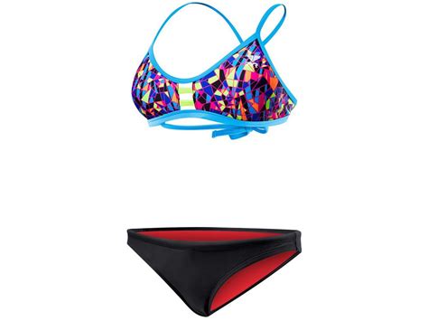 TYR Santa Marta Schwimmbikini Purple Yellow Pacific Tieback Top Mini Bikini Bottom Black 38