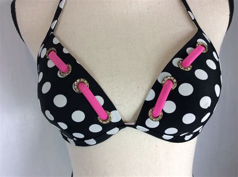 BEACHJOY Bikini 2 Pc Swimsuit Rhinestone Metal Rings Gem