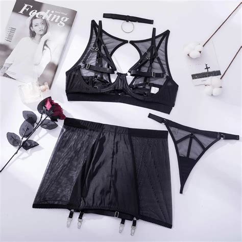 Billionm Lingerie Pieces Fancy Underwear Sexy Women Uncensored Transparent Bra Garters Briefs