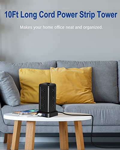 Nveeshox Power Strip Surge Protector Tower With Outlets Usb Ports