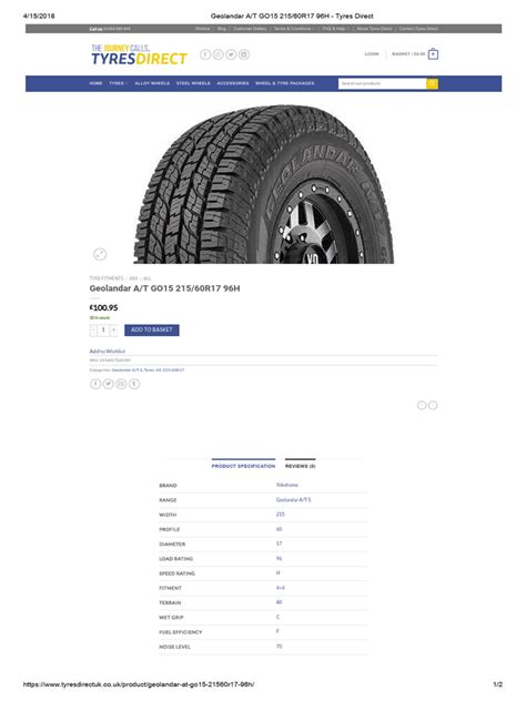 Geolandar A - T GO15 215 - 60R17 96H - Tyres Direct | PDF | Tire | Vehicles