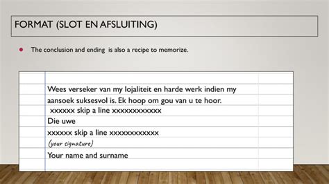 Die Formaat Van ‘n Dekbriefpptx
