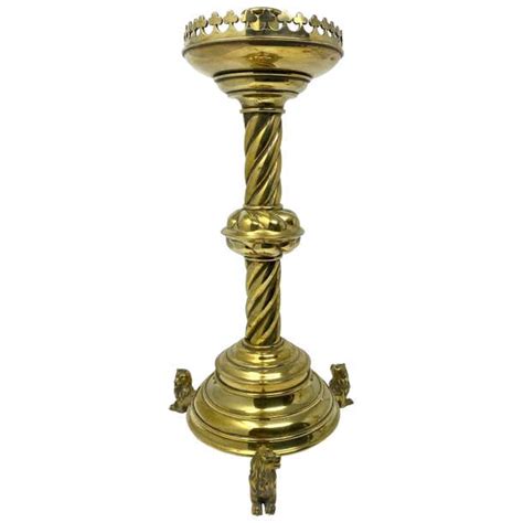 Antique English Victorian Brass Candlestick With Lions Circa 1880 1890 For Sale At 1stdibs