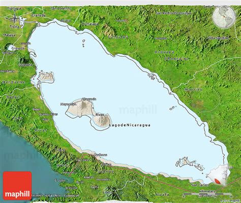 Shaded Relief 3d Map Of Nicaragua Satellite Outside