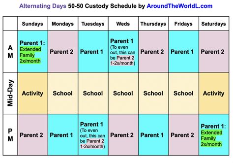 50-50 custody schedule idea: every other day