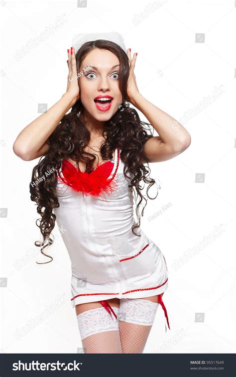 Sexy Beautiful Surprised Female Brunette Doctor Stock Photo 95517649 Shutterstock