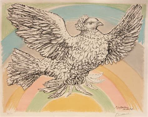 Pablo Picasso Flying Dove In Rainbow For Sale At 1stdibs