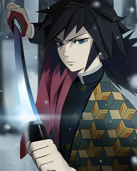 Tomioka Giyuu With Sword Waves Demon Hunter Kimetsu No Yaiba Manga