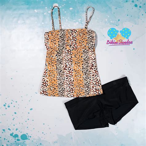 Jual Swimsuit Set Bikini Baju Renang Wanita Tankini Orange Nude White And Black With Botton