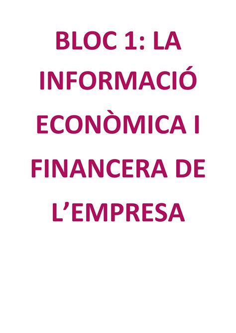 Economia De L Empresa Bloc 1 Selectivitat PDF