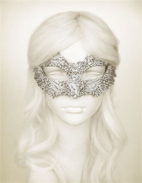 Sequined Silver Masquerade Mask With Rhinestones And Embroidery