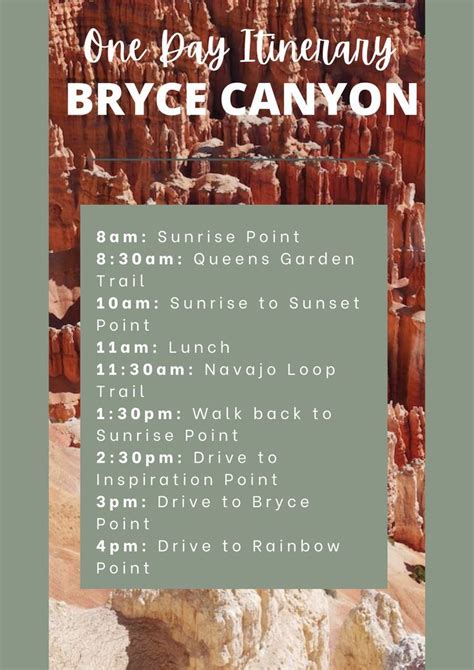 One Day Itinerary Bryce Canyon Utah National Parks Utah National