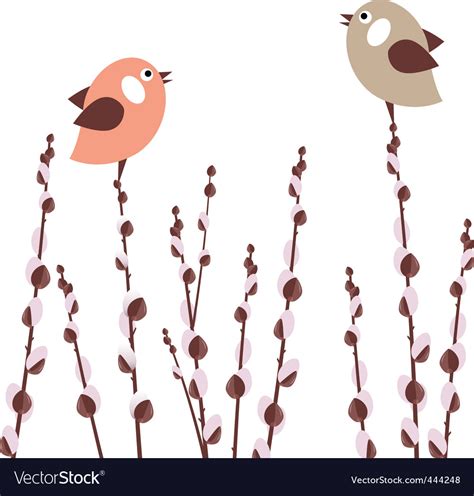 Pussy Willow Branches Royalty Free Vector Image