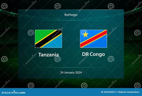 Tanzania Vs Dr Congo Football Scoreboard Broadcast Graphic Stock