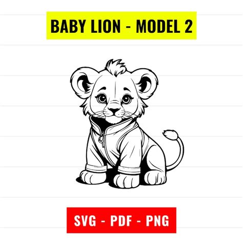 Lion Svg Baby Lion Outline Png 300 Dpi Pdf Animal Svg Cute Baby