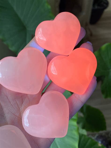 Uv Reactive Pink Pakistani Calcite Heart Pink Calcite Etsy